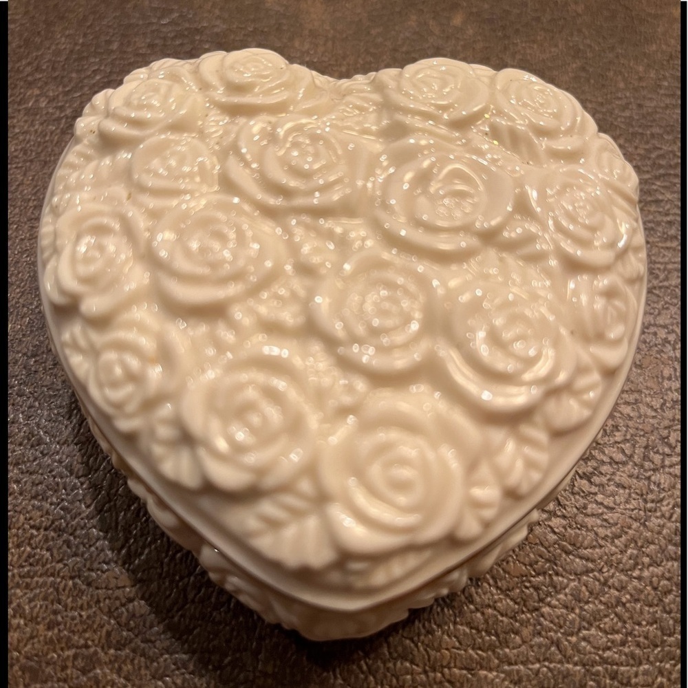 Heart Trinket Box with Roses, Vintage Lenox